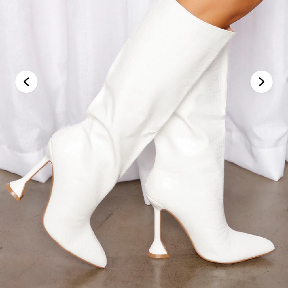 Fashion Nova White Heeled Boots